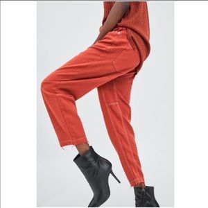 Zara high waist tapered pants in brick red